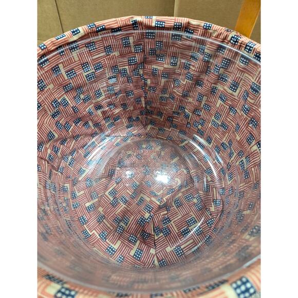 Longaberger 1994 Measuring Basket 13" w/ Liner & Plastic Protector USA FLAG - Picture 3 of 5